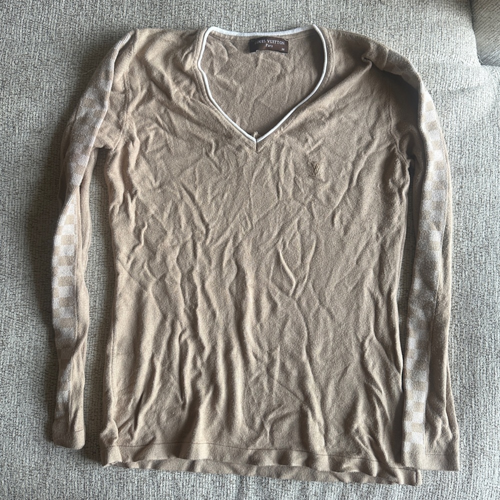 Louis Vuitton Taupe Damier Sleeve Sweater
